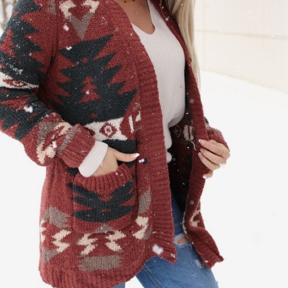 Last S SO SOFT! New Cozy Aztec Southwest Bohemian Knitted Sweater Cardigan - Picture 12 of 17